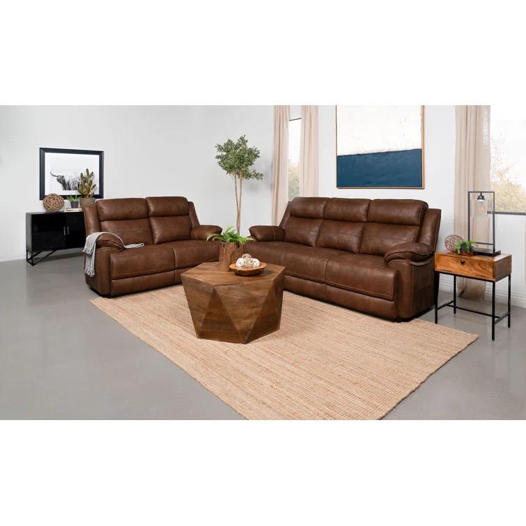 Alma Ellington 2-Piece Upholstered Padded Arm Sofa Set Dark Brown
