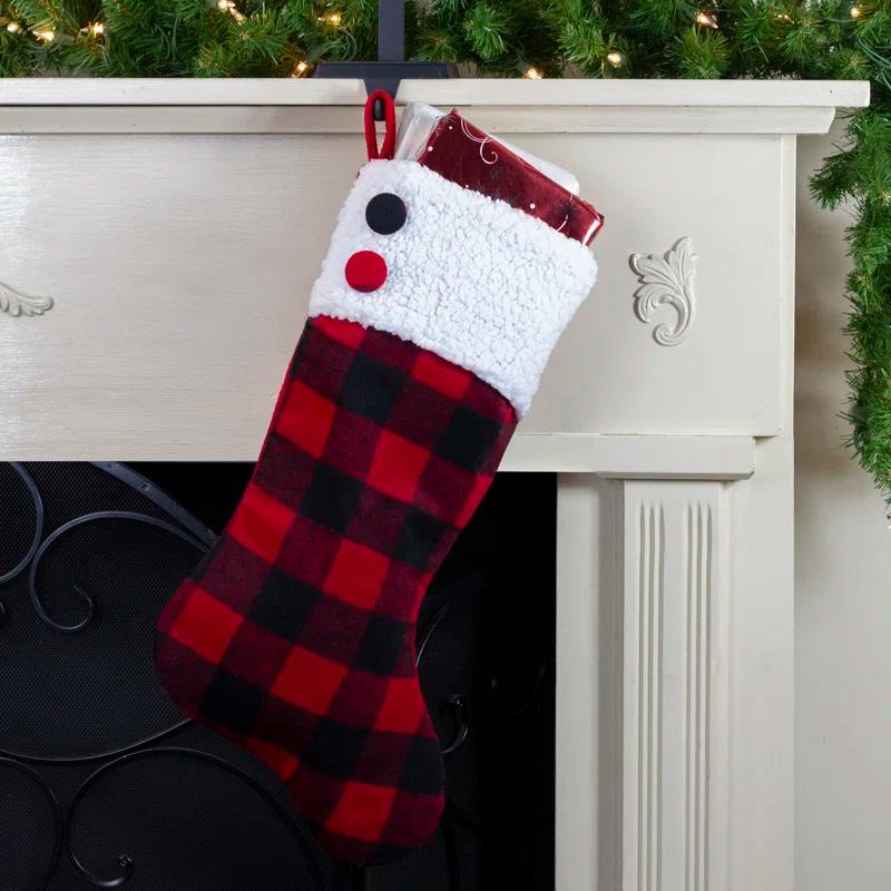 Northlight Seasonal 23" Black and Red Rustic Buffalo Plaid Christmas Stocking