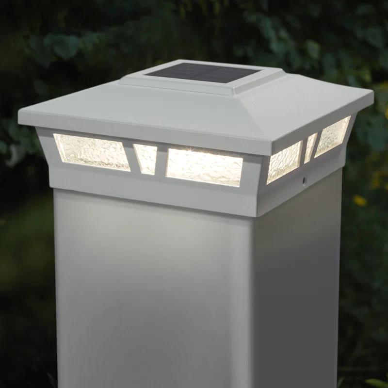 Classy Caps Oxford Solar Powered Integrated LED Aluminium Fence Post Cap Light 6 in. x 6 in. with Base Adapter Included