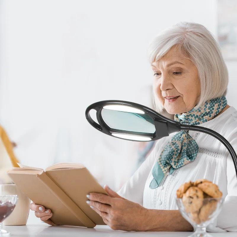 Brightech Pro 44 in. Industrial 2.25X Magnifying LED Floor Lamp with Adjustable Gooseneck Head