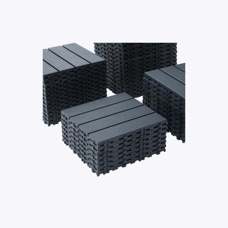 ROKAWO Plastic Interlocking Deck Tiles,44 Pack Patio Deck Tiles,12"x12" Square Waterproof Outdoor All Weather Use, Patio Decking Tiles for Poolside Balcony Backyard, Grey