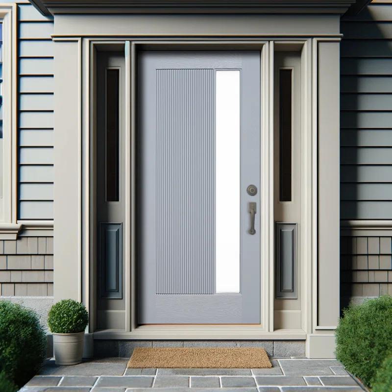Calhome Modern Exterior Fiberglass Front Entry Door Slab with Designer Decorative Glass Door Slab Only