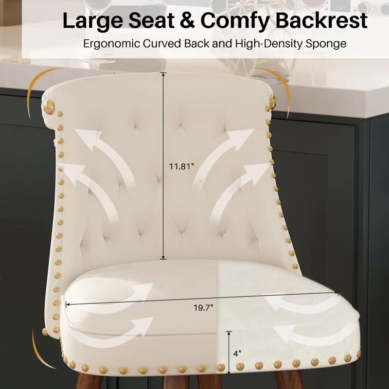 Claymont Swivel 24 inch Counter Height Stools  (Set of 2) Upholstered Bar Stools with Back