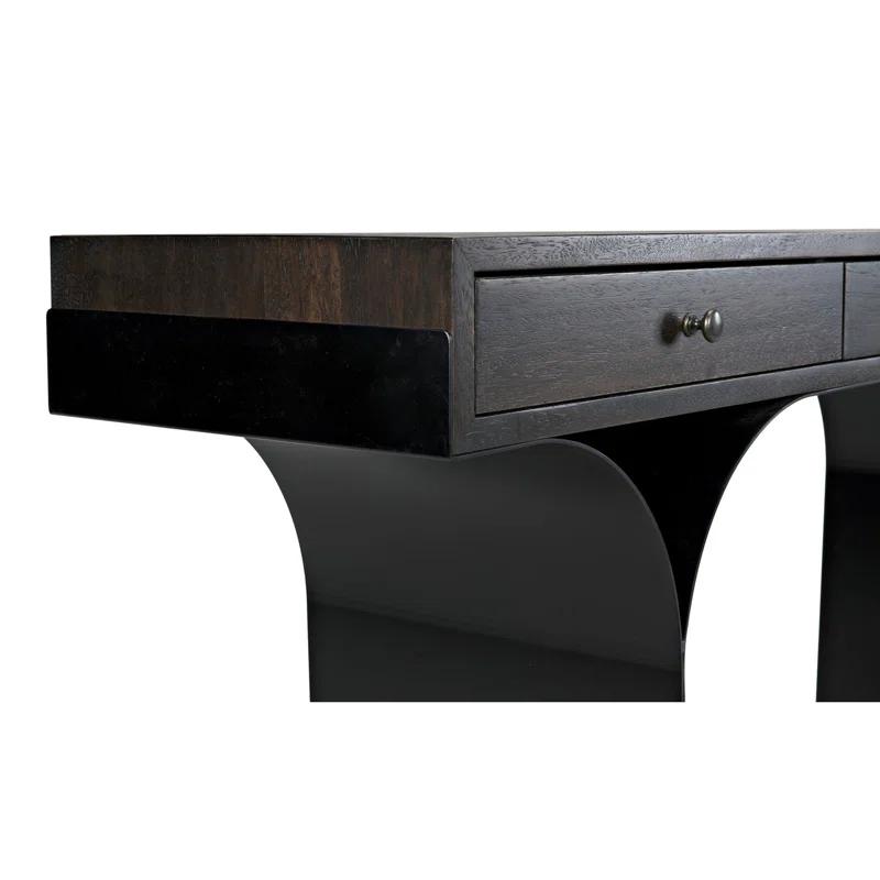 Truss Solid Wood Top Metal Base Writing Desk