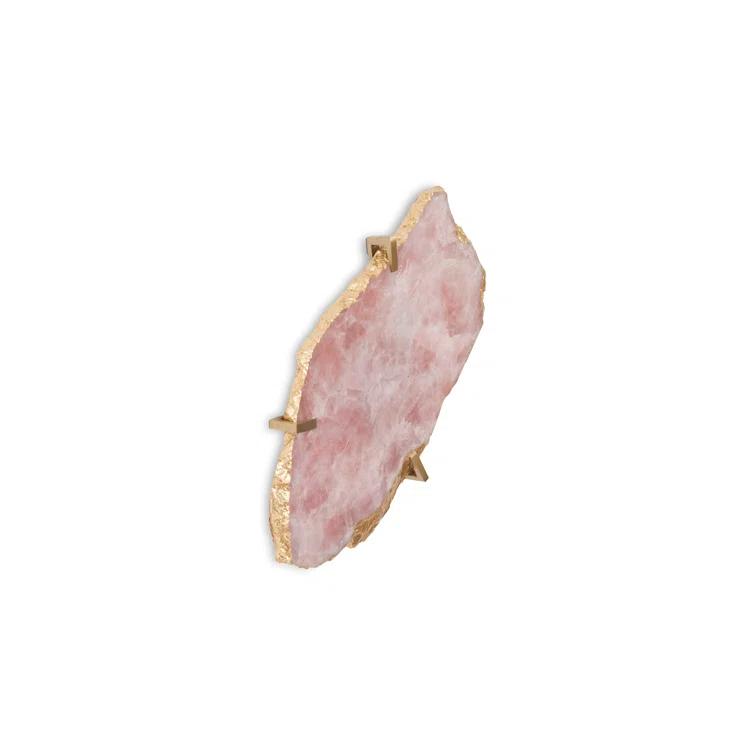 Rose Quartz Gem Wall Tile with Brass Setting