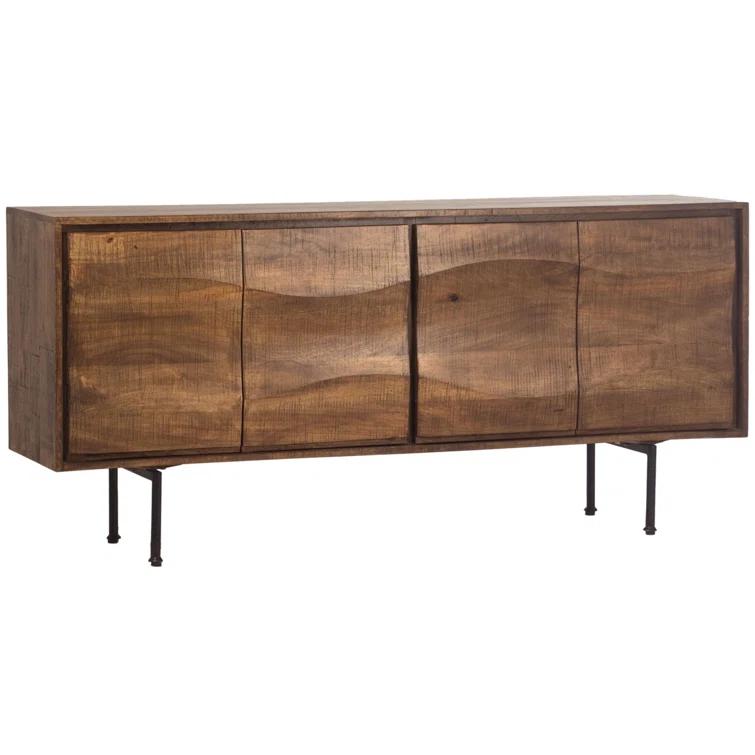 Judson Medium Brown Mango Wood Sideboard with Black Iron Base