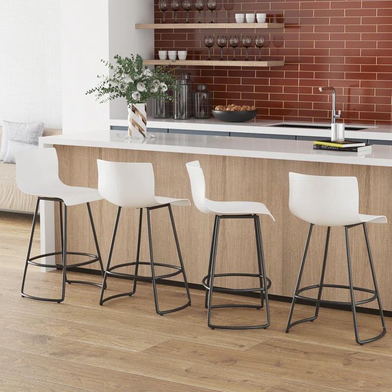 Cleek Swivel Counter Stool with Metal Frame (Set of 4)