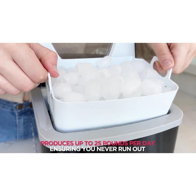 Frigidaire Ice Maker with 26 lbs. Capacity Countertop Stainless Steel Ice Maker with Transparent Window