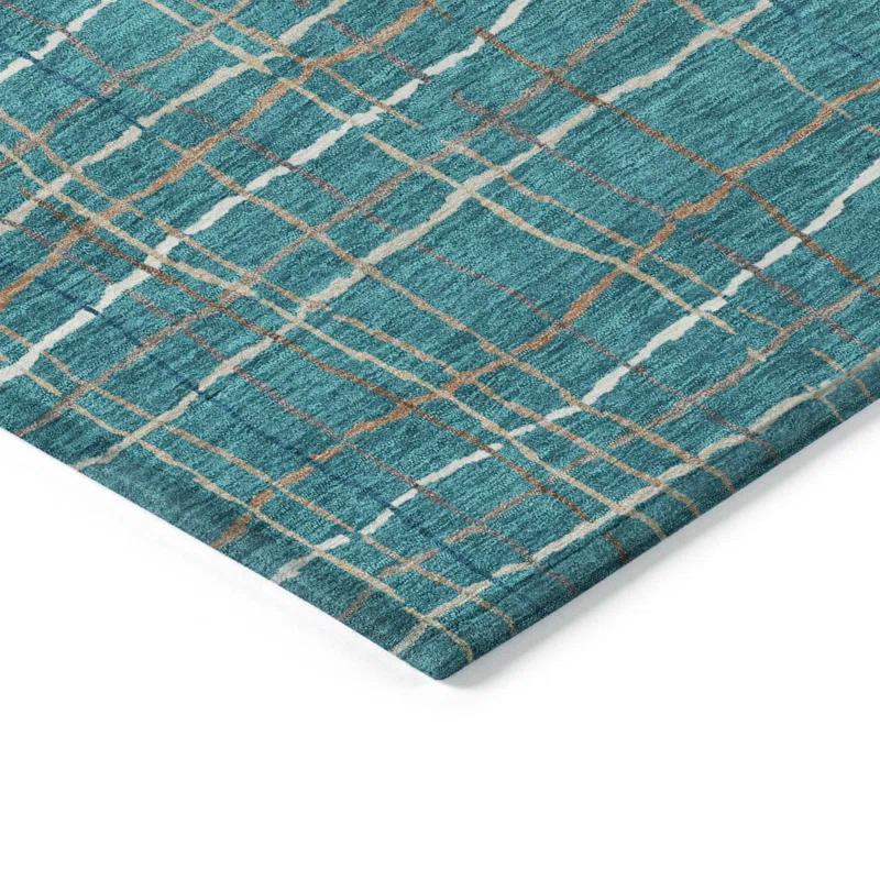 Machine Washable Indoor/Outdoor Chayden ACN998 Teal Rug