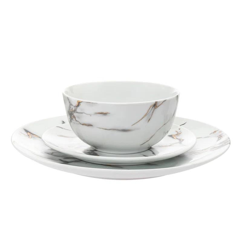 Godinger Silver Art Co Rayo Porcelain 18 Piece Dinnerware Set, Service For 6