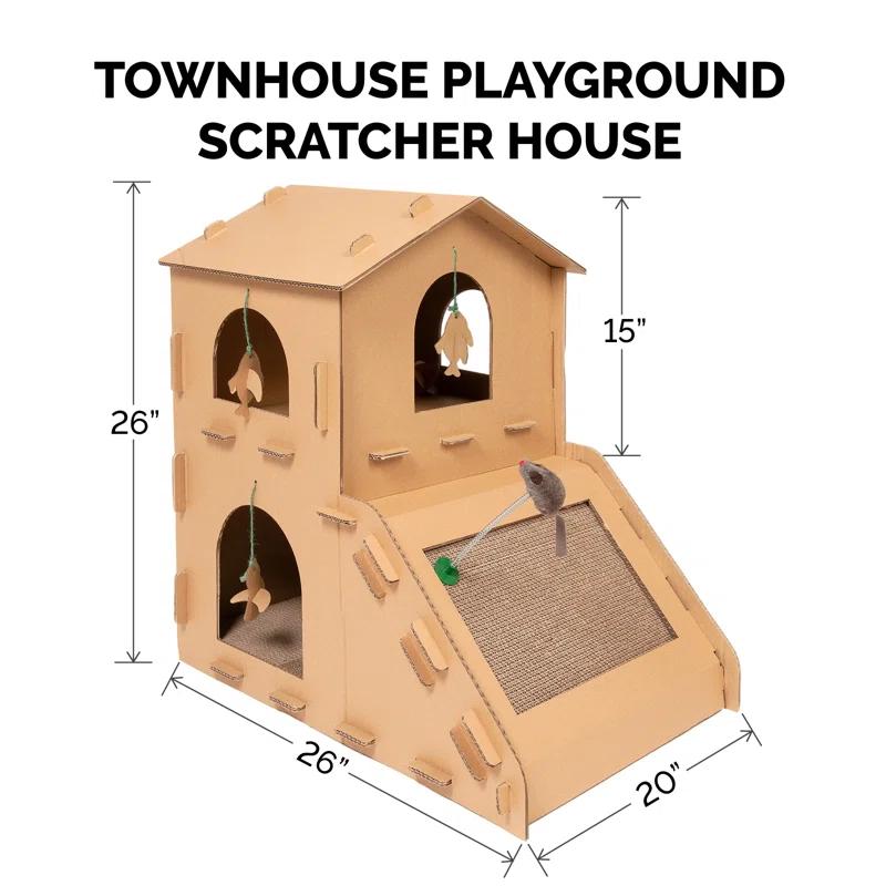 FurHaven Tiger Tough Townhouse Playground Scratcher House