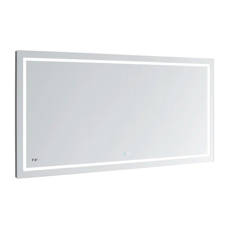 AQUADOM AQUADOM Daytona 40" W x 36" H x 1" D, LED Wall-Mount Mirror for Bathroom with 3 Color Temperature Light, Touch Control, Dimmer and Defogger, Digital Clock