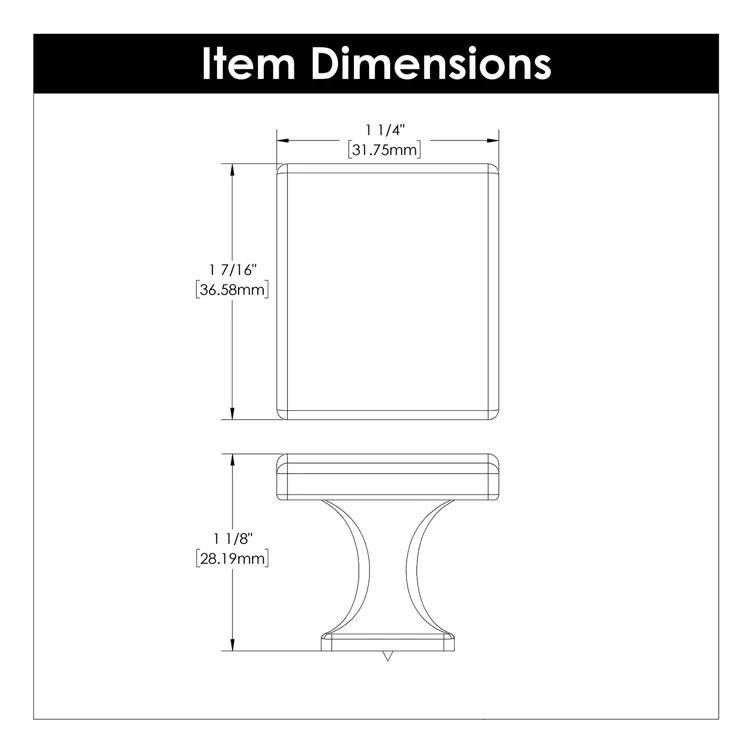 Hickory Hardware Forge Collection Rectangular Knob - 1-7/16" x 1-1/4 " Cabinet Knob Satin Nickel - Farmhouse Hardware for Drawers & Cabinets (Set of 10)