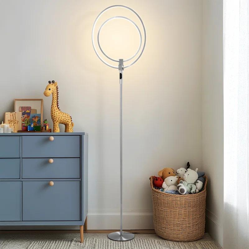 Brightech Eclipse 79 in. Industrial 2-Light 3-Way Dimming LED Floor Lamp with 2 Height Adjustable Heads