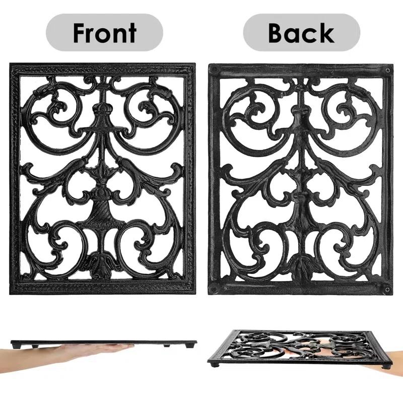 Stack man Extra Large Trivets For Hot Dishes,14.9 X 12 Inch Cast Iron Trivet With Rubber Feets,Heat Resistant Trivets For Hot Pots Pans,Metal Trivet For Kitchen Counter Dining Table Cooktop Stovetop