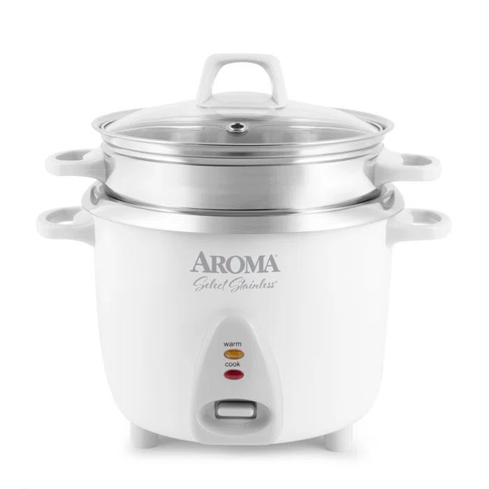 Aroma Aroma  7-Cup (Uncooked) / 14-Cup (Cooked), 3Qt. Rice & Grain Cooker, Stainless Steel Inner Pot, Steam Tray Included