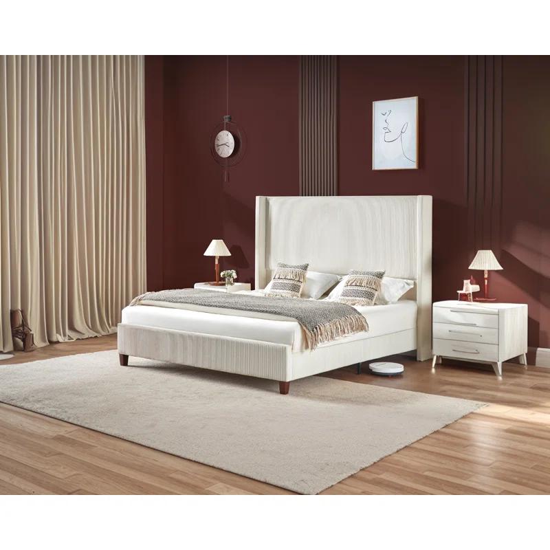Dunwoody Upholstered Wingback Platform Bed