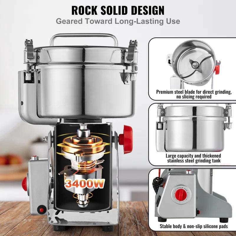 VEVOR 2500g Commercial Spice Grinder Electric Grain Mill Grinder High Speed | Wayfair