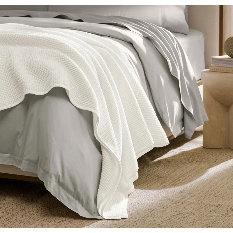 King White Organic Cotton Waffle Weave Throw Blanket