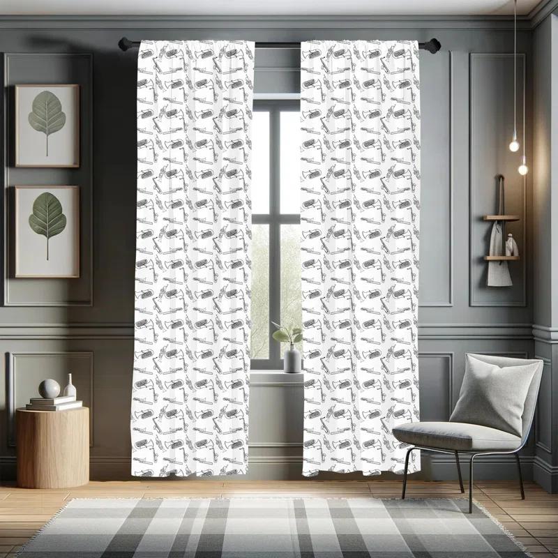 Ambesonne Semi-Sheer Rod Pocket Sliding Panel (Set of 2)