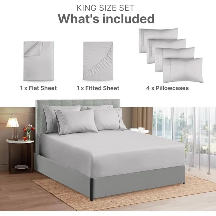 CGK Linens 6 Piece Extra Deep Pocket Ultra Soft & Cooling Sheet Set