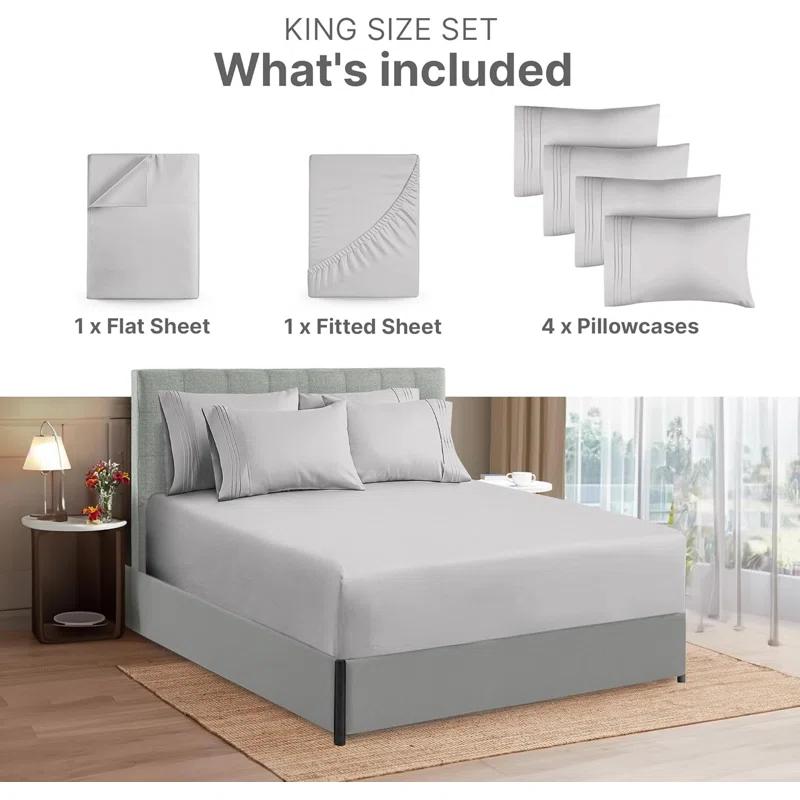 CGK Linens 6 Piece Extra Deep Pocket Ultra Soft & Cooling Sheet Set