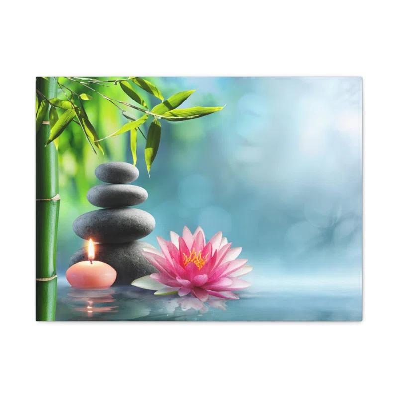 Bay Isle Home™ Massage Stones and Waterlily Forest Floral Nature Photography Canvas Wall Art