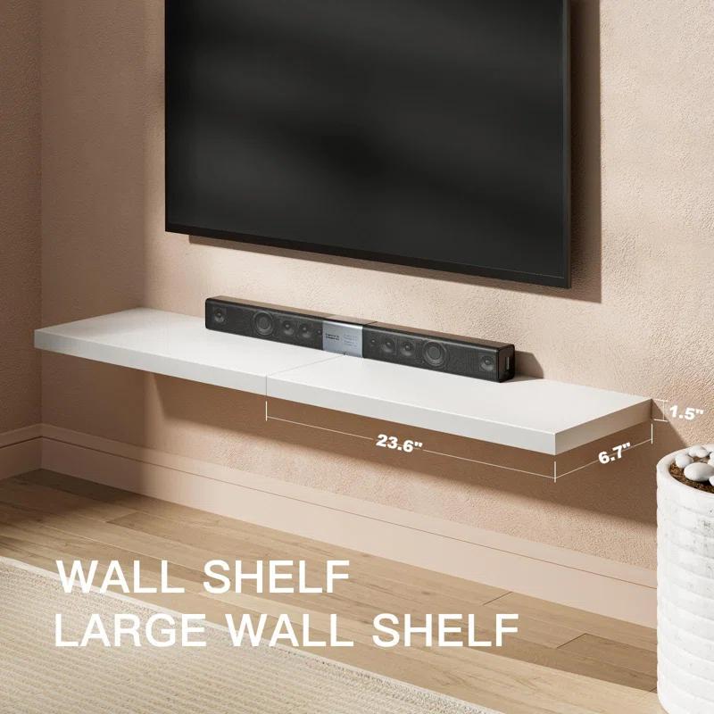 Latitude Run® Elbur 23.6 Inch Wide Wood Floating Shelves, Wall Shelf Display Shelves for Bathroom/Kitchen/Bedroom/Living Room (Set of 2)