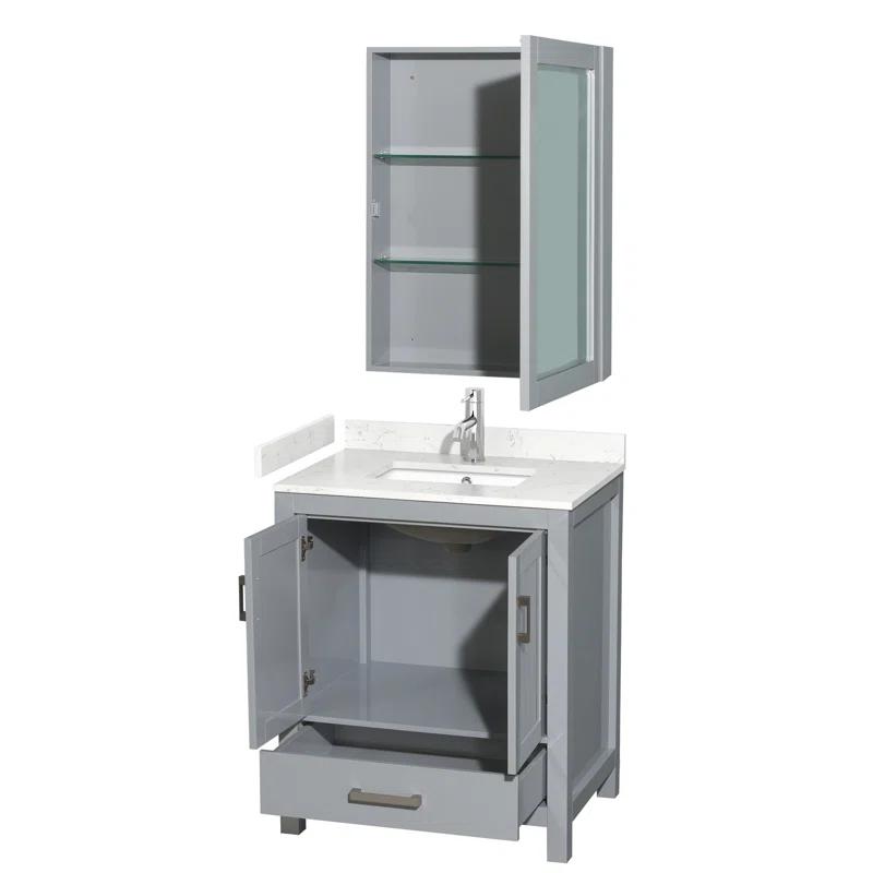 Sheffield 30" Freestanding Single Bathroom Vanity with Cultured Marble Top with Medicine Cabinet