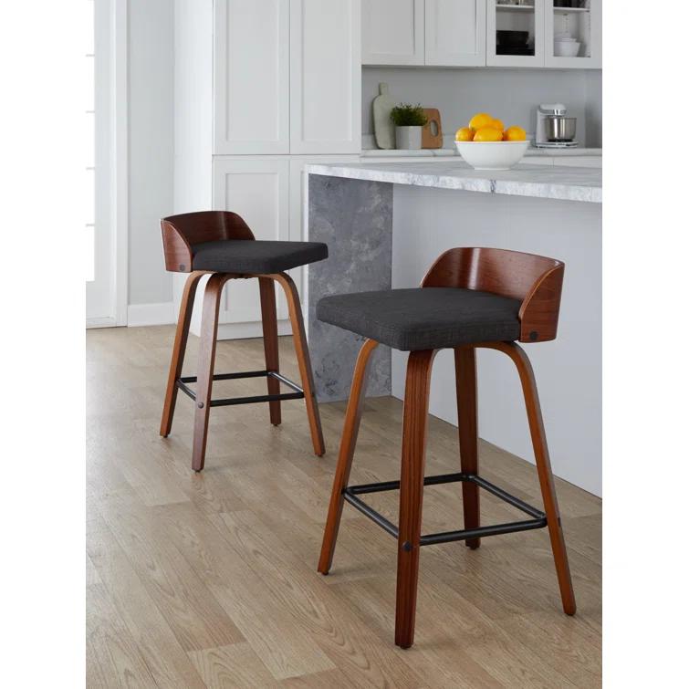 LumiSource Swivel Upholstered Counter Stool (Set of 2)
