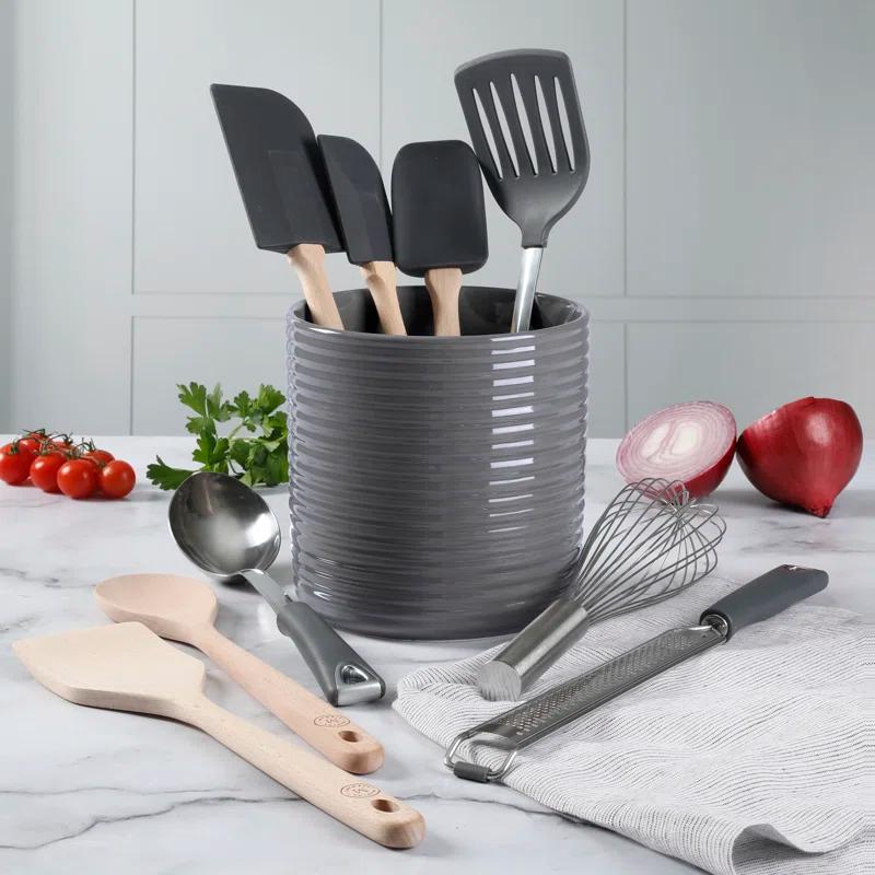 Martha Stewart Martha Stewart 10 Piece Tools and Gadget Set W/ Ceramic Crock - Navy Blue