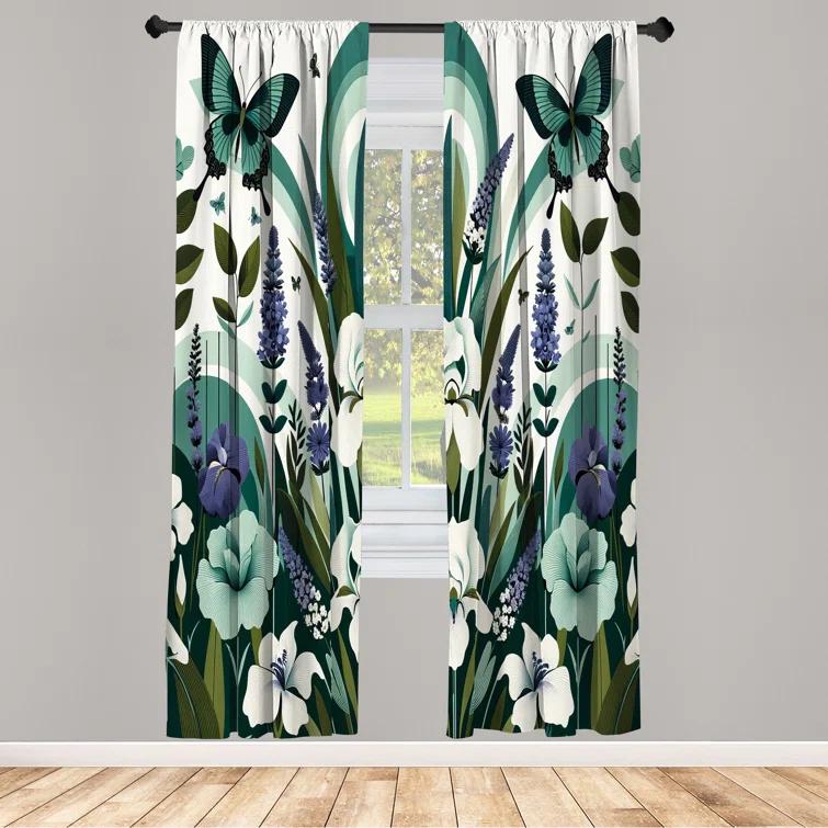 Ambesonne Microfiber Semi Sheer Curtain