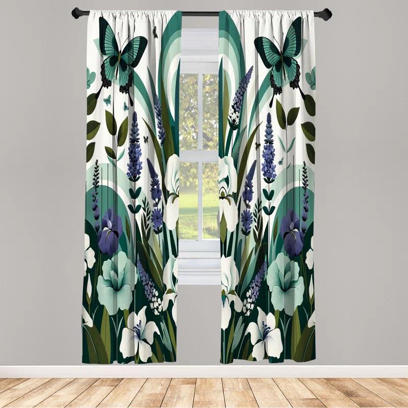 Ambesonne Microfiber Semi Sheer Curtain