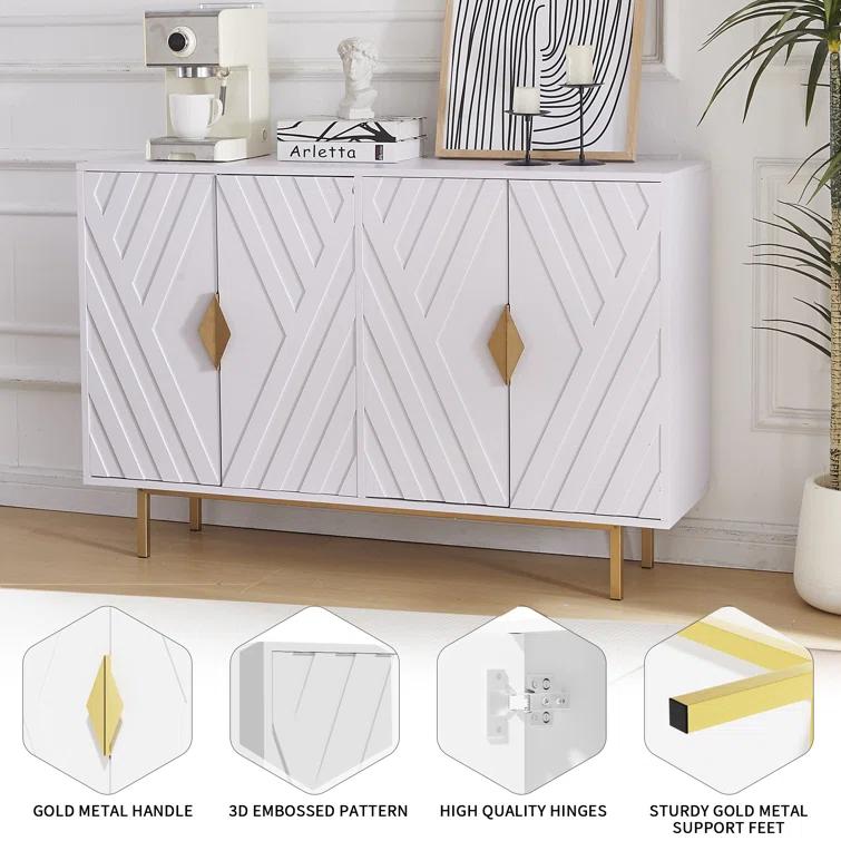 Mercer41 47.2" Accent Cabinet With 3D Geometric Doors