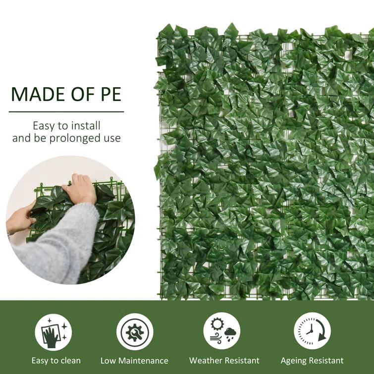 Outsunny 3 ft. H x 10 ft. W Artificial Faux Hedge Leaf Ivy Vine Mesh Privacy Screen
