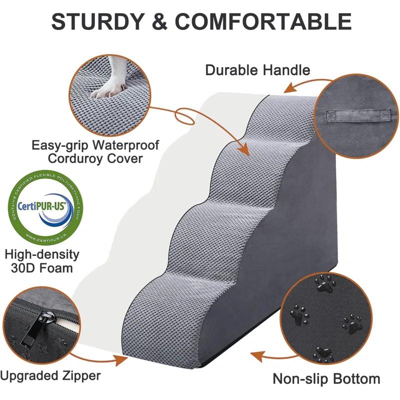 Tucker Murphy Pet™ Dog Stairs Ramps To High Beds And Couch Up To 24'', Dog Step For Small Large Dog With High-Density Foam, 4-Step Pet Stairs With Non-Slip Bottom For Puppy And Cat, Gifts Lint Roller For Dogs