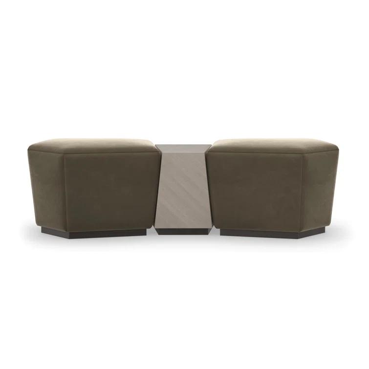 Brown Mohair Transitional Storage Ottoman with Dark Chocolate Base