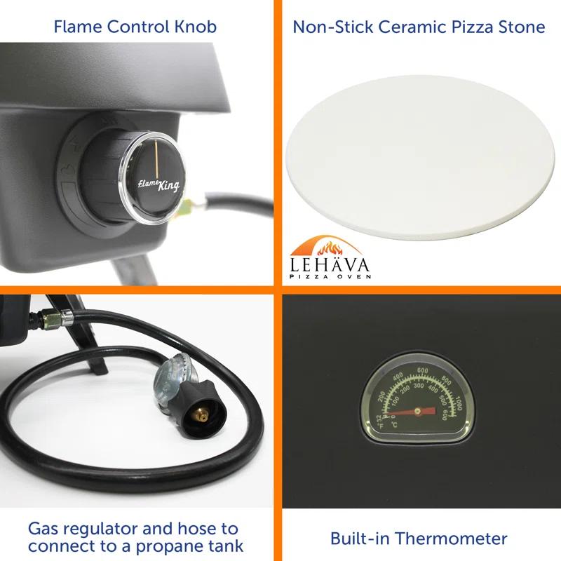 Flame King Flame King LEHAVA 14-inch Portable Outdoor Propane Pizza Oven for Camping and Outdoor Cooking