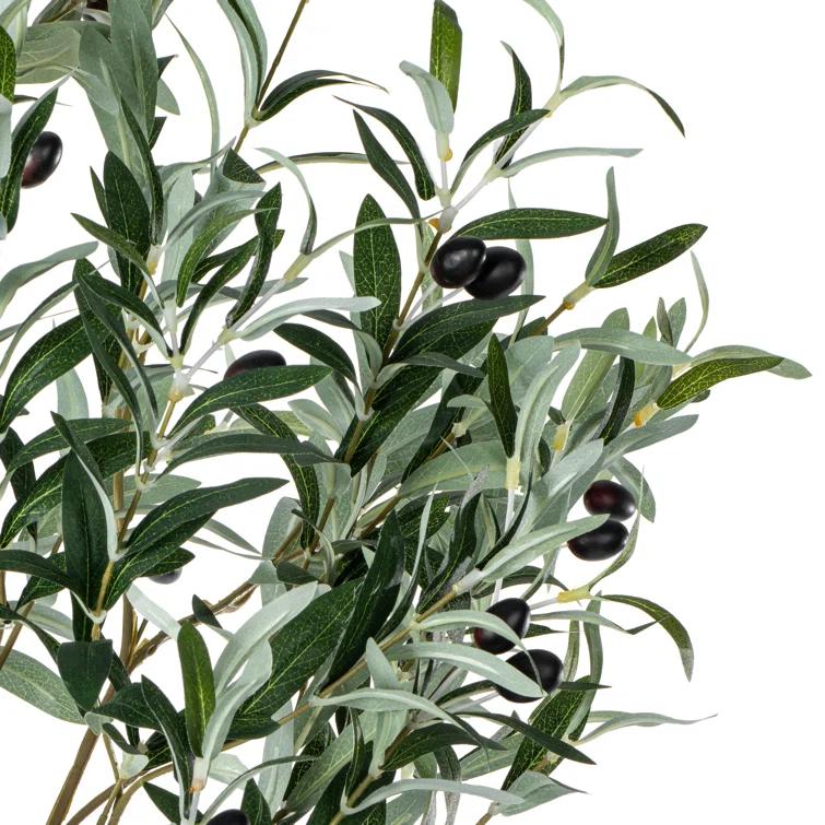 Vickerman Artificial Green Olive Tree in Black Planters Pot.