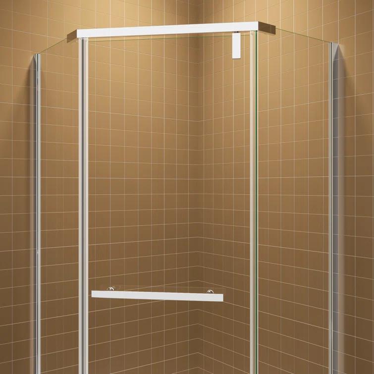 Bossicavelly 36" x 72" Neo-angle Pivot Semi Frameless Corner Shower Enclosure BOPSSD07CH