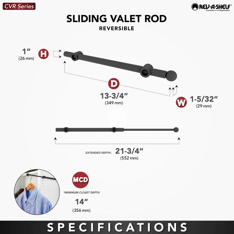 Sliding Valet Rod For Custom Closet Systems
