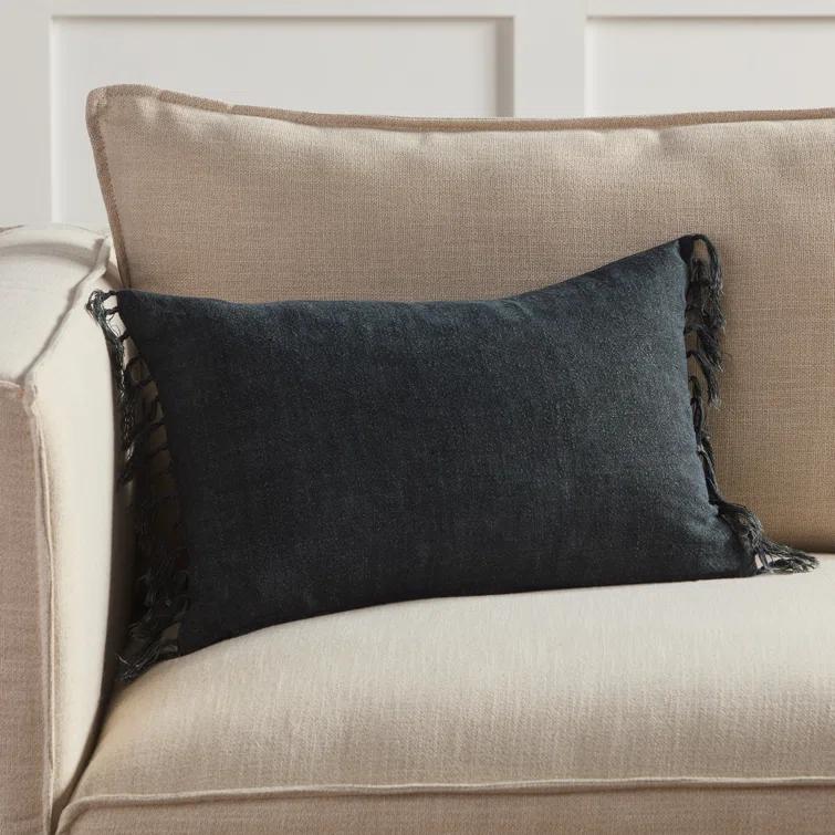 Roy Linen Pillow - Navy / 13" x 21" / Down