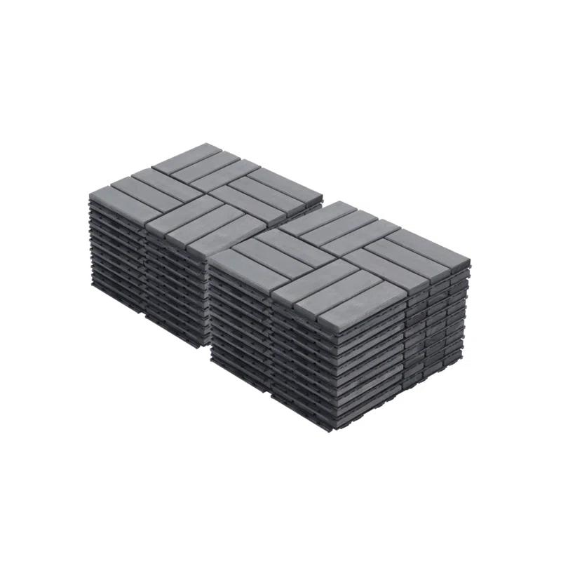 Go Peak Track 20 PCS Interlocking Deck Tiles Checker Pattern, 12" X 12" Square Light Gray Acacia Hardwood Outdoor Flooring For Patio, Bancony, Pool Side,...
