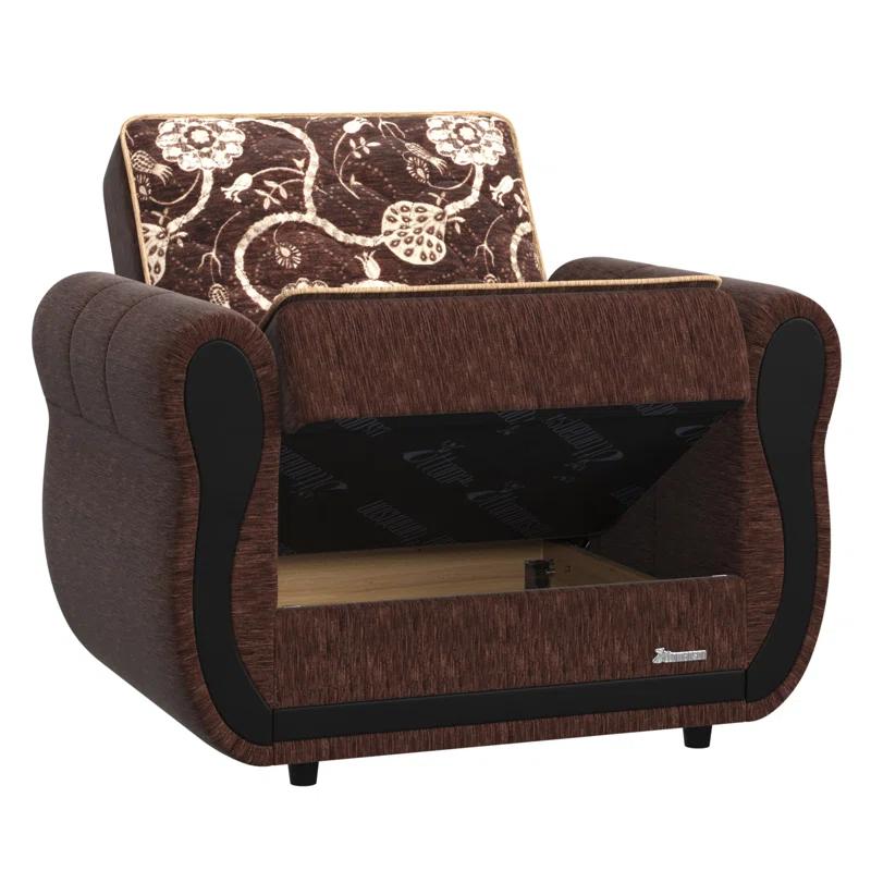 Darby Home Co Upholstered Convertible Sleeper Arm Chair with Storage