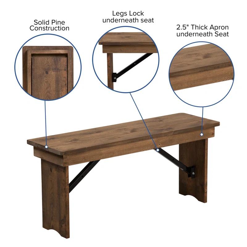 Flash Furniture HERCULES Series Folding Farm Table and Four Bench Set