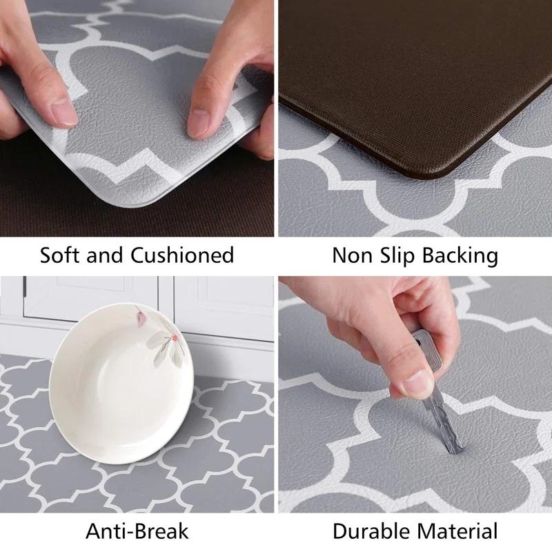 Lark Manor™ Kitchen Mat [2 PCS] Cushioned Anti-Fatigue Kitchen Rug, Waterproof Non-Slip Kitchen Mats And Rugs Heavy Duty PVC Ergonomic Comfort Foam Rug For Kitchen, Floor Home, Office, Sink, Laundry