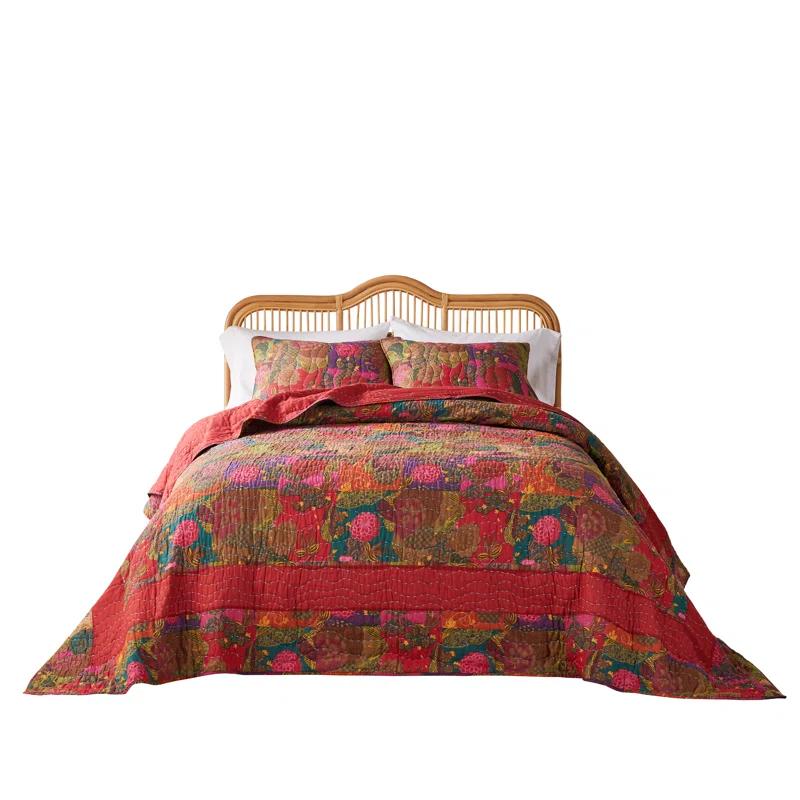 Greenland Home Fashions Jewel Boho Patchwork Print Quilt Set