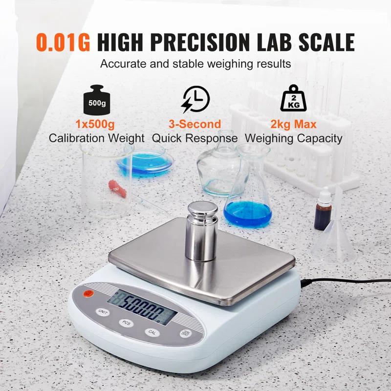 VEVOR Analytical Balance Lab Scale 2000g x 0.01g 13 Units Conversion Electronic