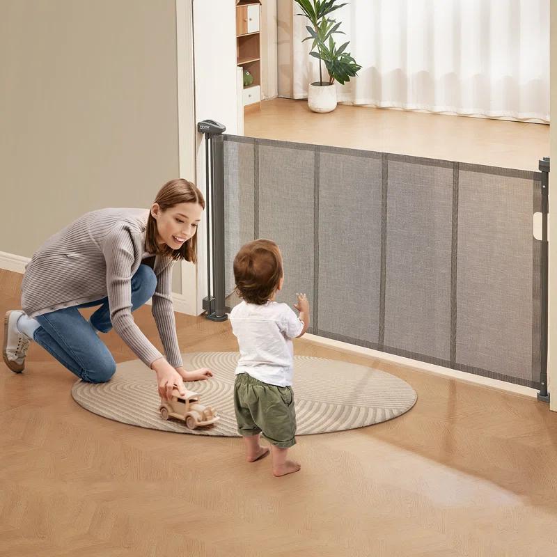 VEVOR VEVOR Retractable Gate Black Plastic Wall Mounted Pet Gate