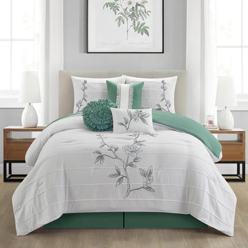 Raina Microfiber 7 Piece Floral Comforter Set